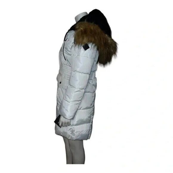 Steve Madden Juniors Faux-Fur-Trim Hooded White Puffer Coat Extra Large New - Picture 5 of 9